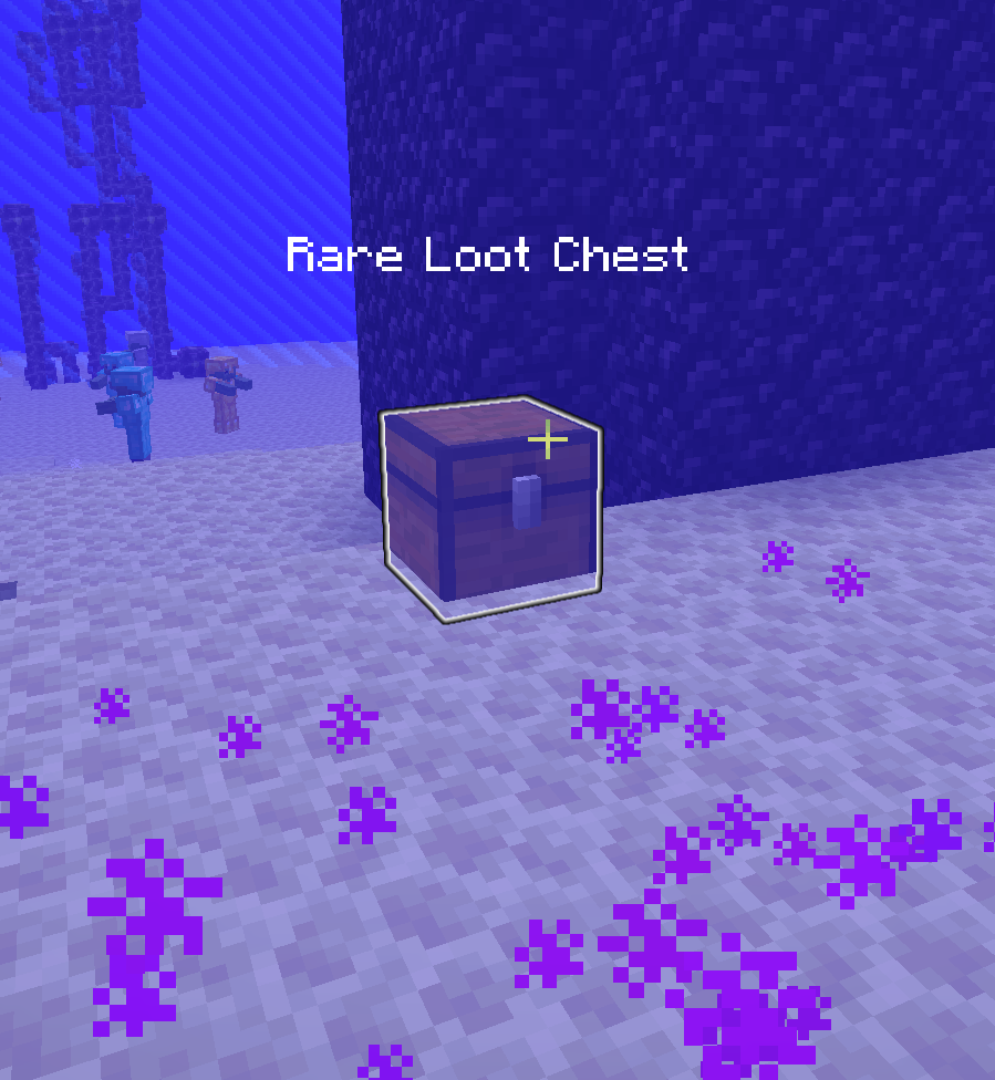 A Rare Loot Chest, its glow colour marking the lower rarity