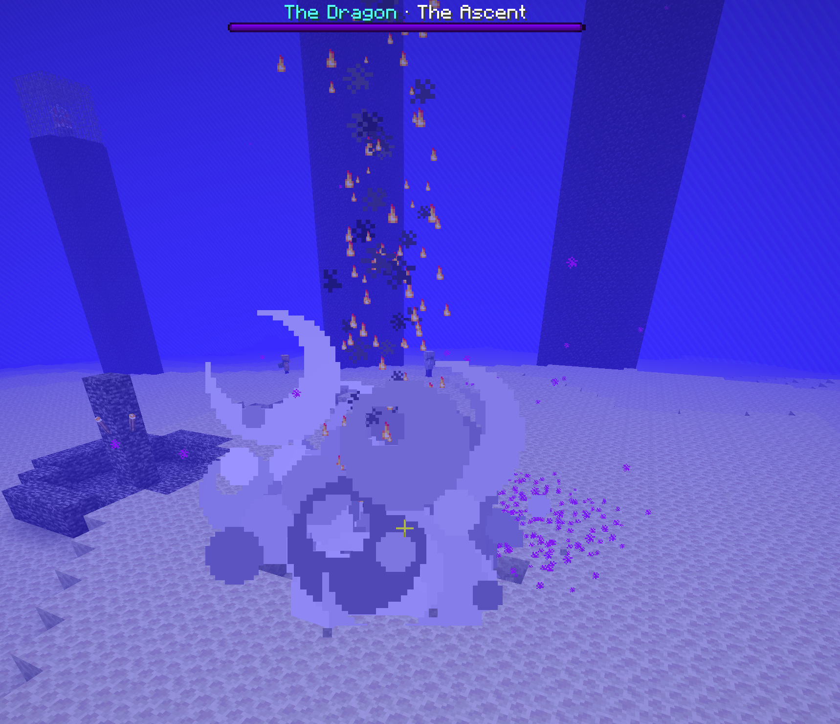 A meteor impact flashing red on the ground before the fireball lands
