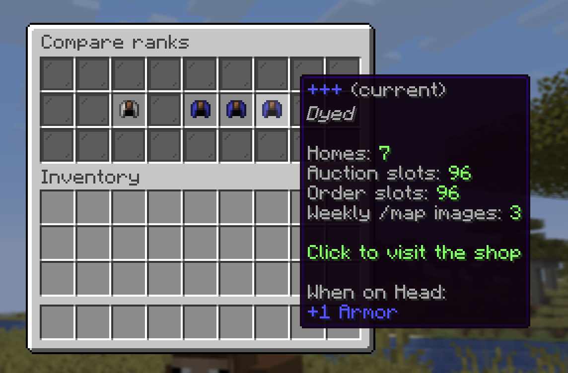 The /plus Compare ranks menu showing the +, ++, and +++ tiers side by side