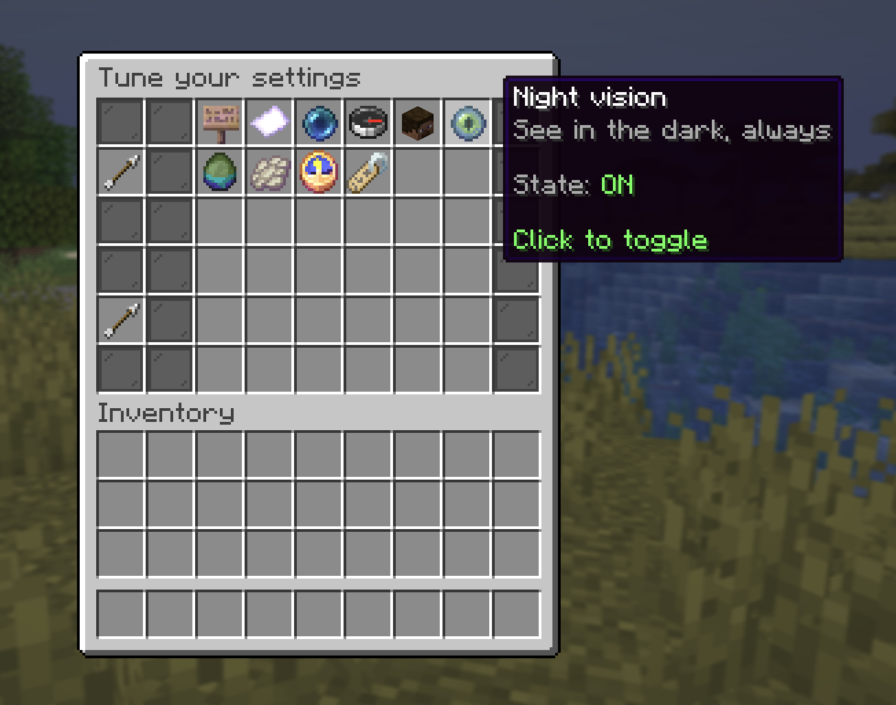 The /settings menu showing privacy scope options and on/off toggles