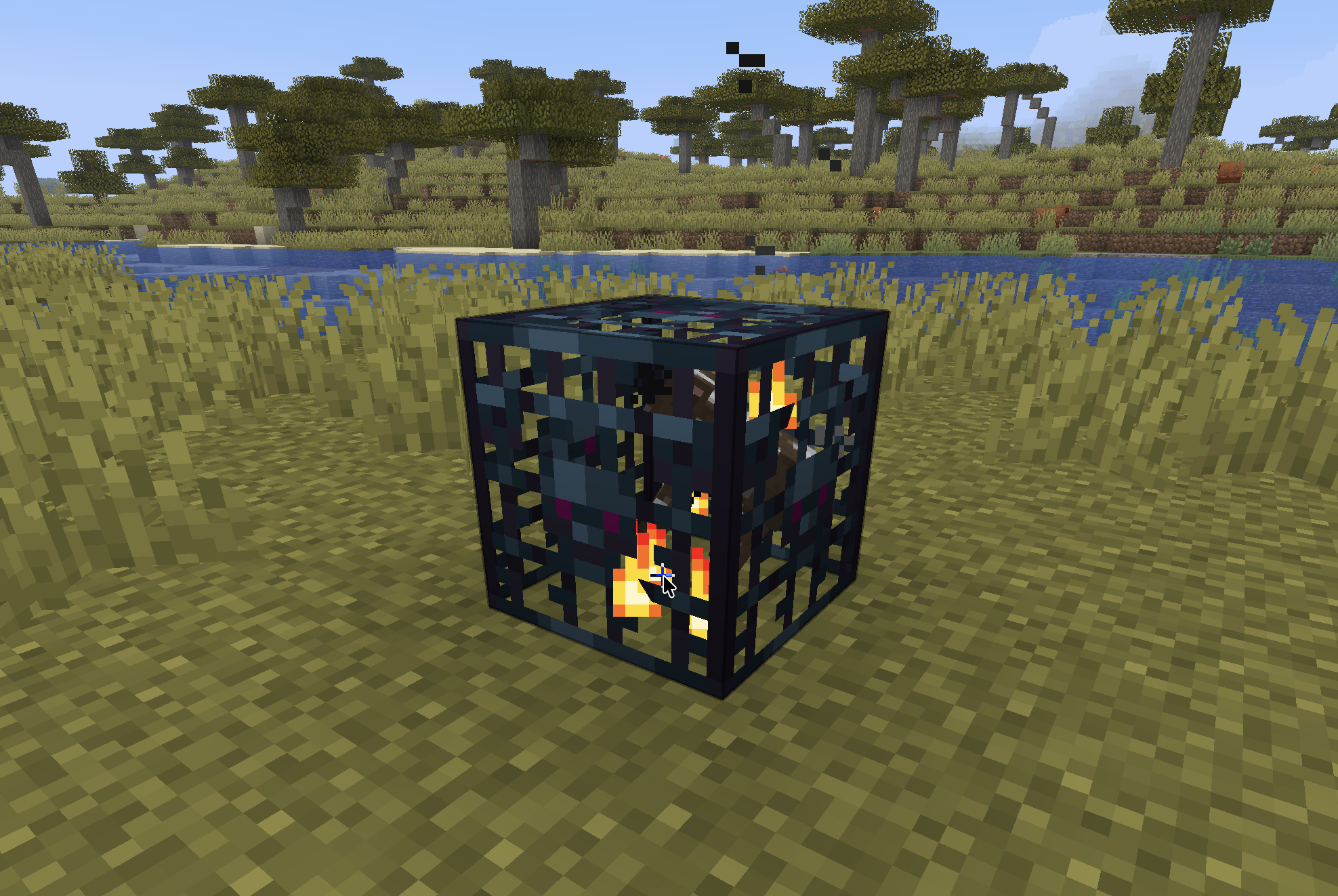 A placed custom spawner in the world with its rotating display mob